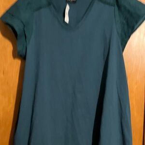 Lane Bryant Teal Short Sleeve V-Neck Top